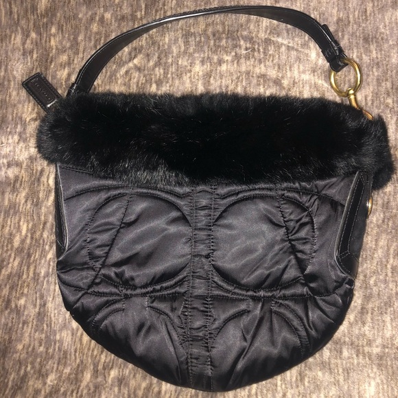 black faux fur purse
